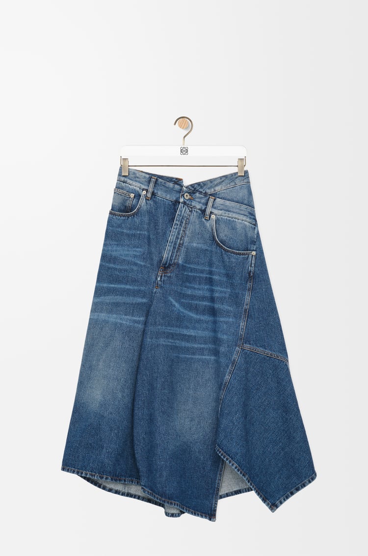 LOEWE Deconstructed midi skirt in denim Mid Blue Denim