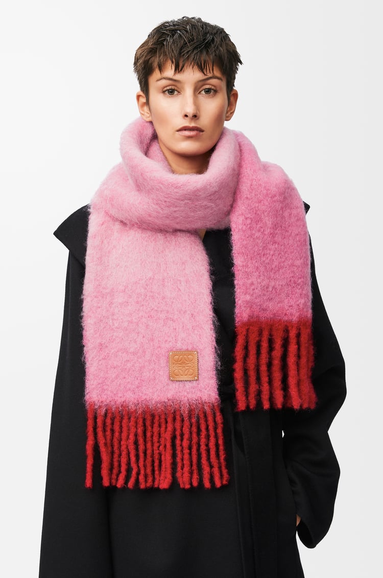 LOEWE Scarf in mohair and wool Pink/Red
