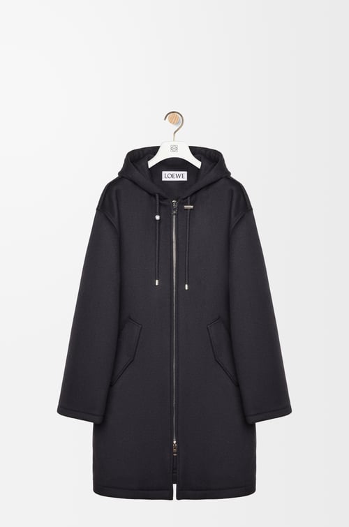 LOEWE Hooded coat in wool Dark Navy