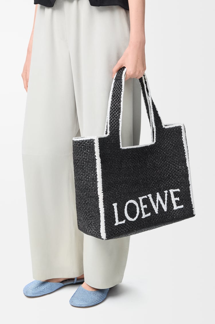 LOEWE 大型酒椰纖維 LOEWE Font 托特包 黑色