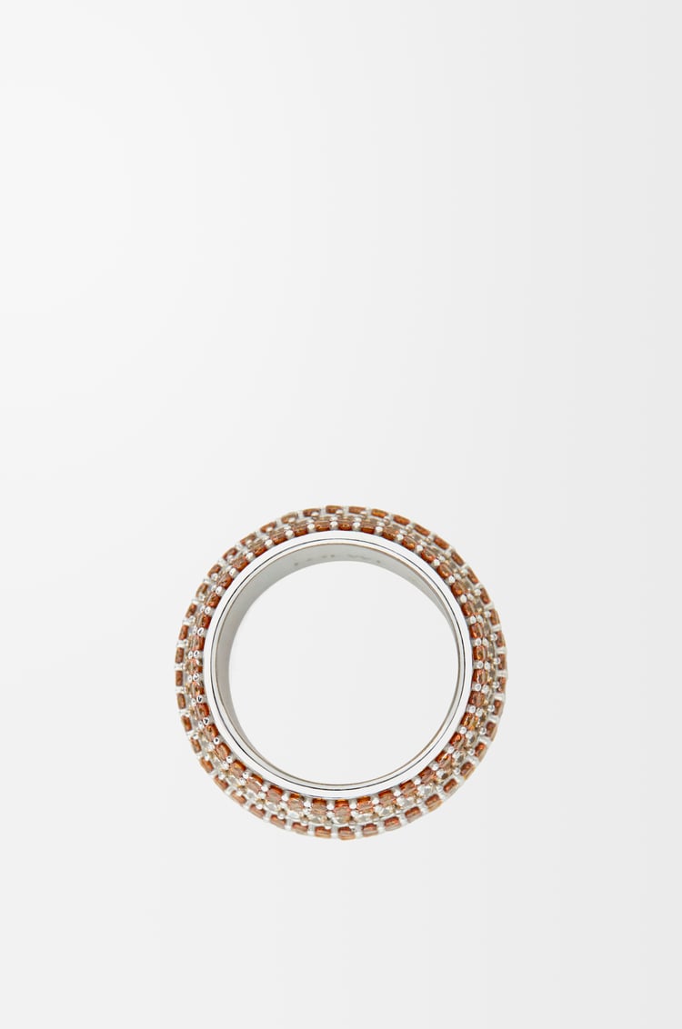 LOEWE Large Pavé ring in sterling silver and crystals Silver/Brown