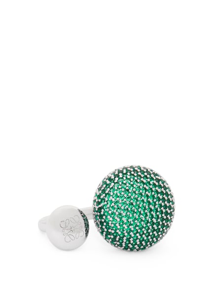 LOEWE Anillo Anagram Pebble en plata de ley y cristales Plateado/Verde plp_rd
