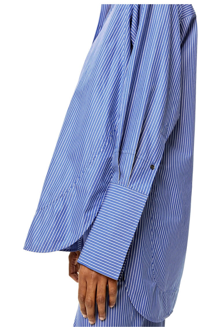 LOEWE Striped long shirt in cotton Blue/White