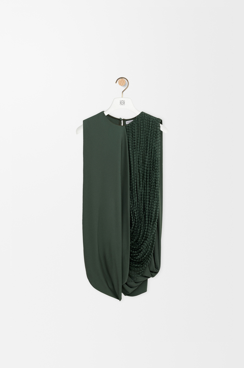 LOEWE Top con cristales en viscosa Verde Caqui