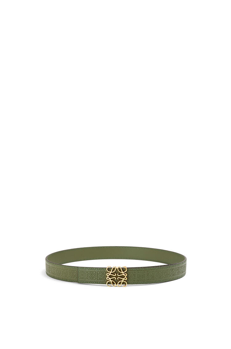 LOEWE Cinturón Anagrama en piel de ternera sedosa Verde Aguacate/Oro