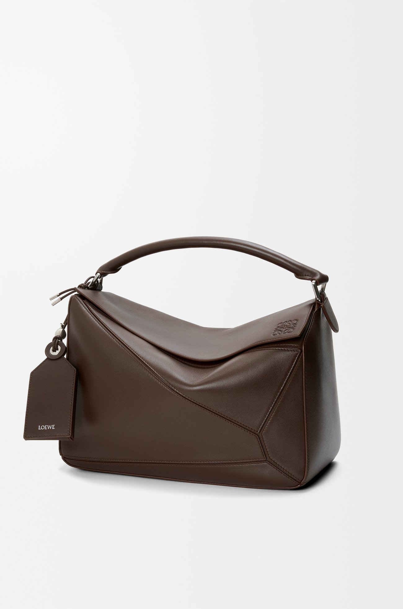 LOEWE フェザーライト パズルバッグ ラージ（ナパラム） ダークブラウニー