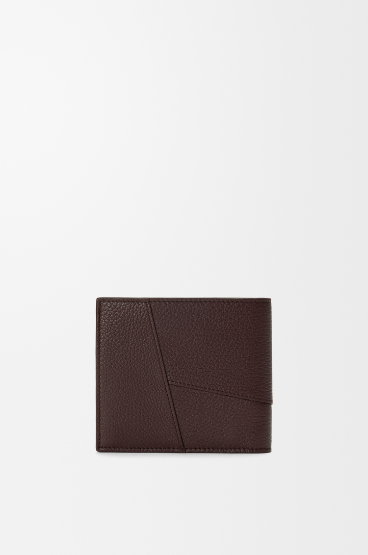 LOEWE 柔軟粒面小牛皮 Puzzle 雙摺錢包 巧克力色