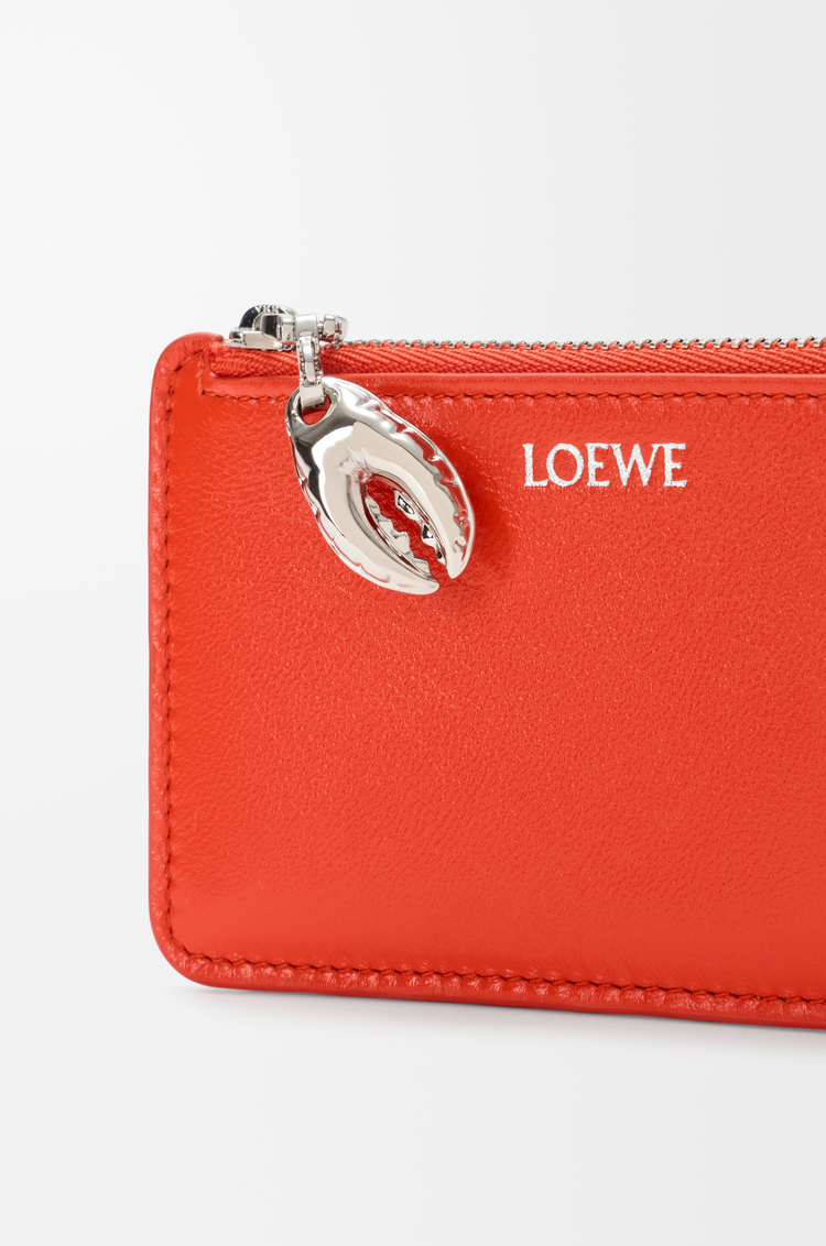 LOEWE Tarjetero-monedero Claw en piel de cordero brillante Naranja Vivo