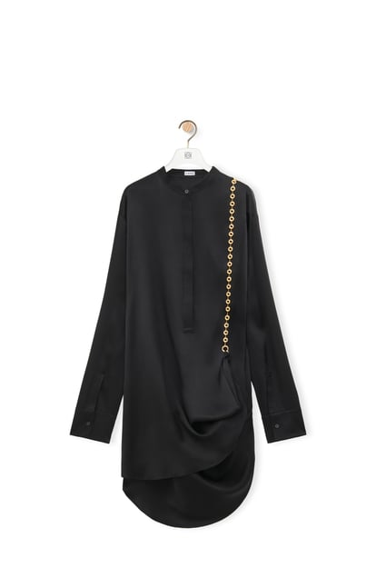 LOEWE Chain shirt dress in silk Black