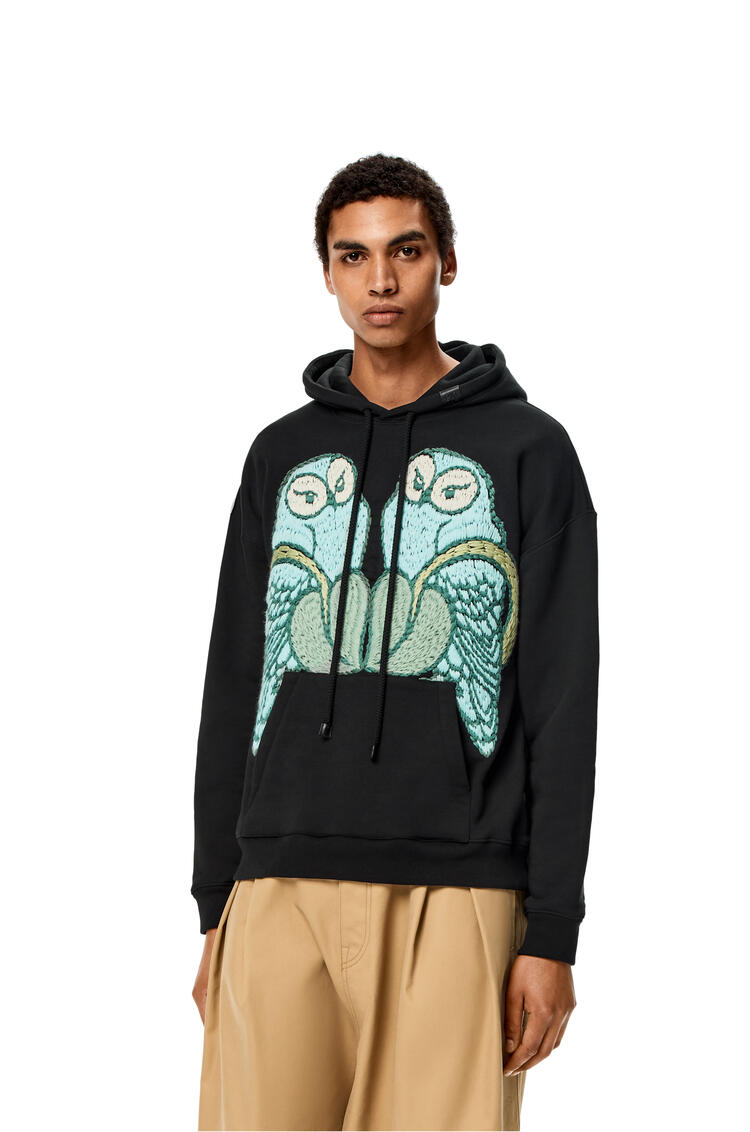 LOEWE Embroidered owl hoodie in cotton Black/Multicolor pdp_rd