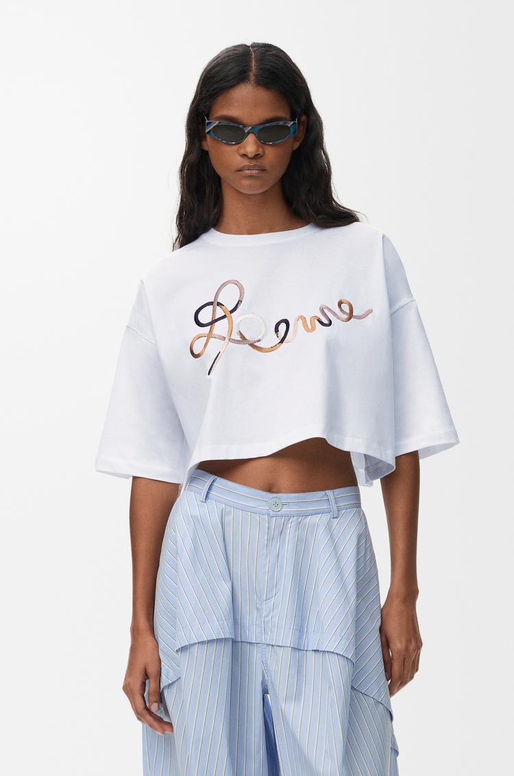 LOEWE 棉质短款 T 恤 白色