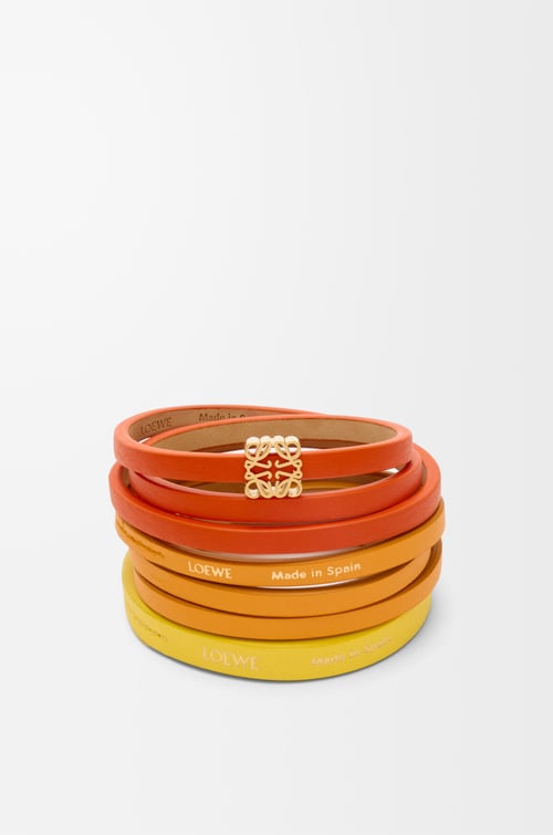 LOEWE Pulsera Double Twist en piel de ternera Naranja Vivo/Amarillo
