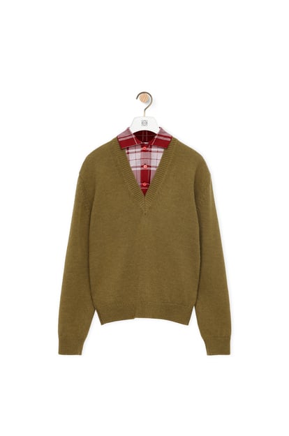 LOEWE Trompe l'oeil sweater in wool and silk Green/Red
