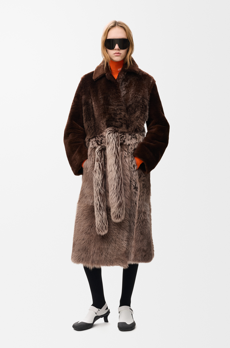 LOEWE Abrigo en lana de oveja Marrón Oscuro
