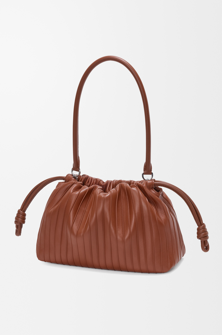 LOEWE Medium Flamenco Pleats purse in nappa lambskin Pecan