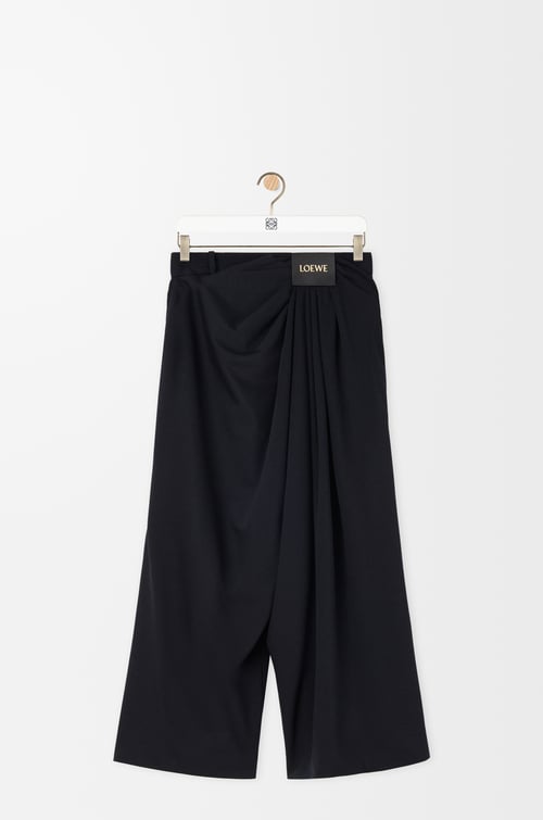 LOEWE Cropped draped trousers in wool Dark Navy Blue