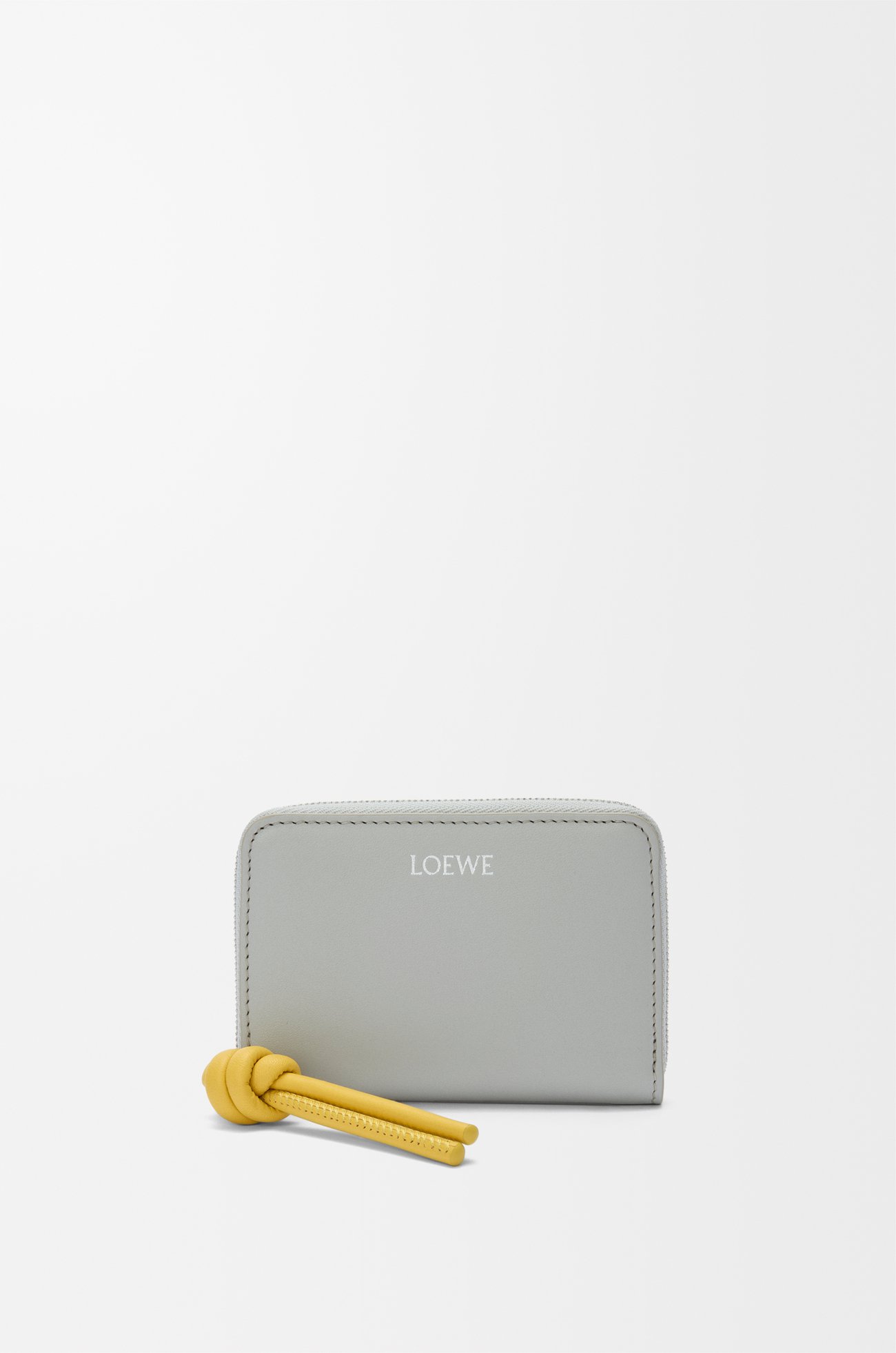 LOEWE 亮面纳帕牛皮革拉链硬币钱包 贝壳灰/蒲公英色