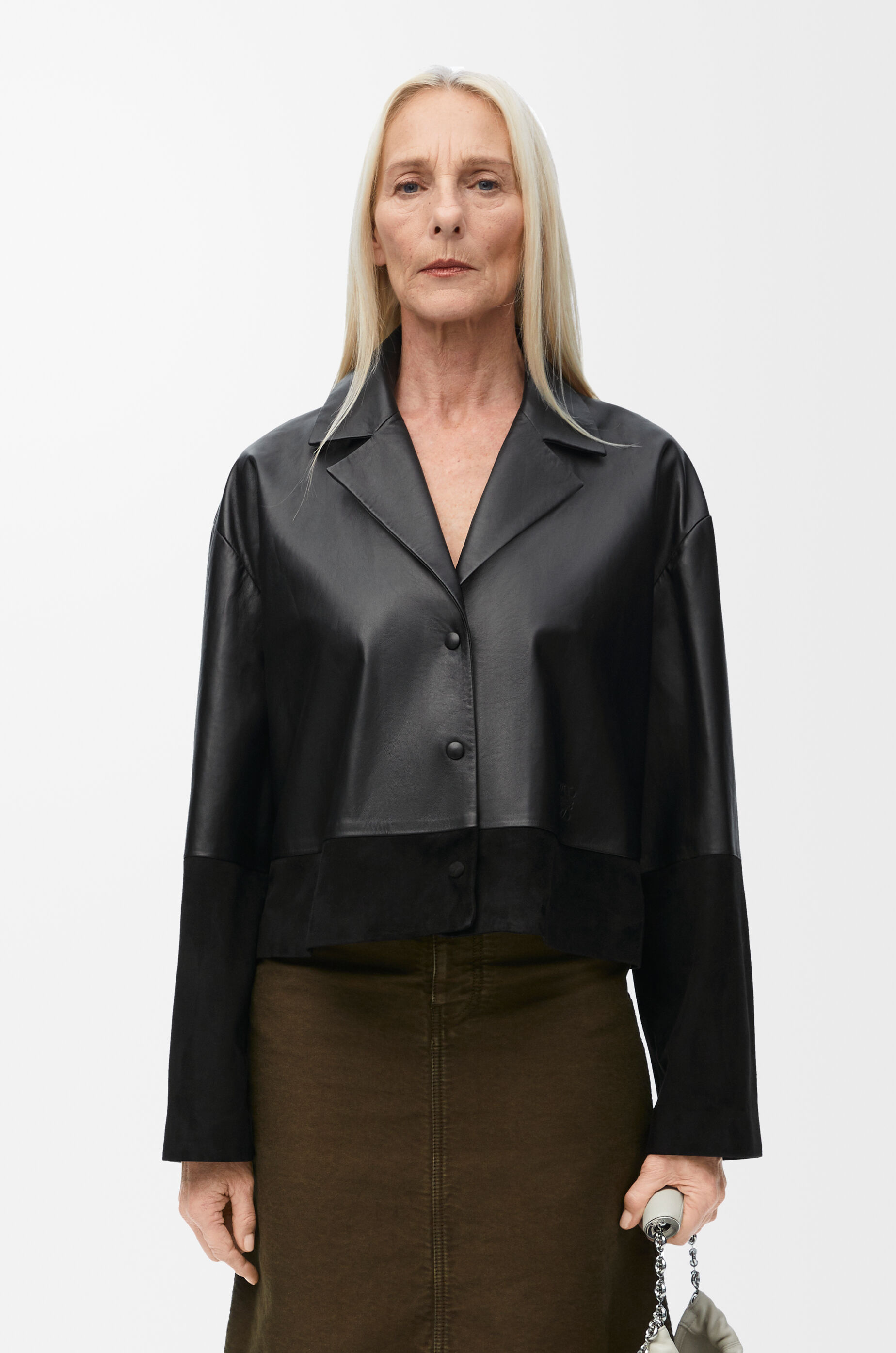 Pyjama blouse in nappa lambskin and suede goatskin Black - LOEWE Pyjama blouse in nappa lambskin and suede goatskin Black - LOEWE