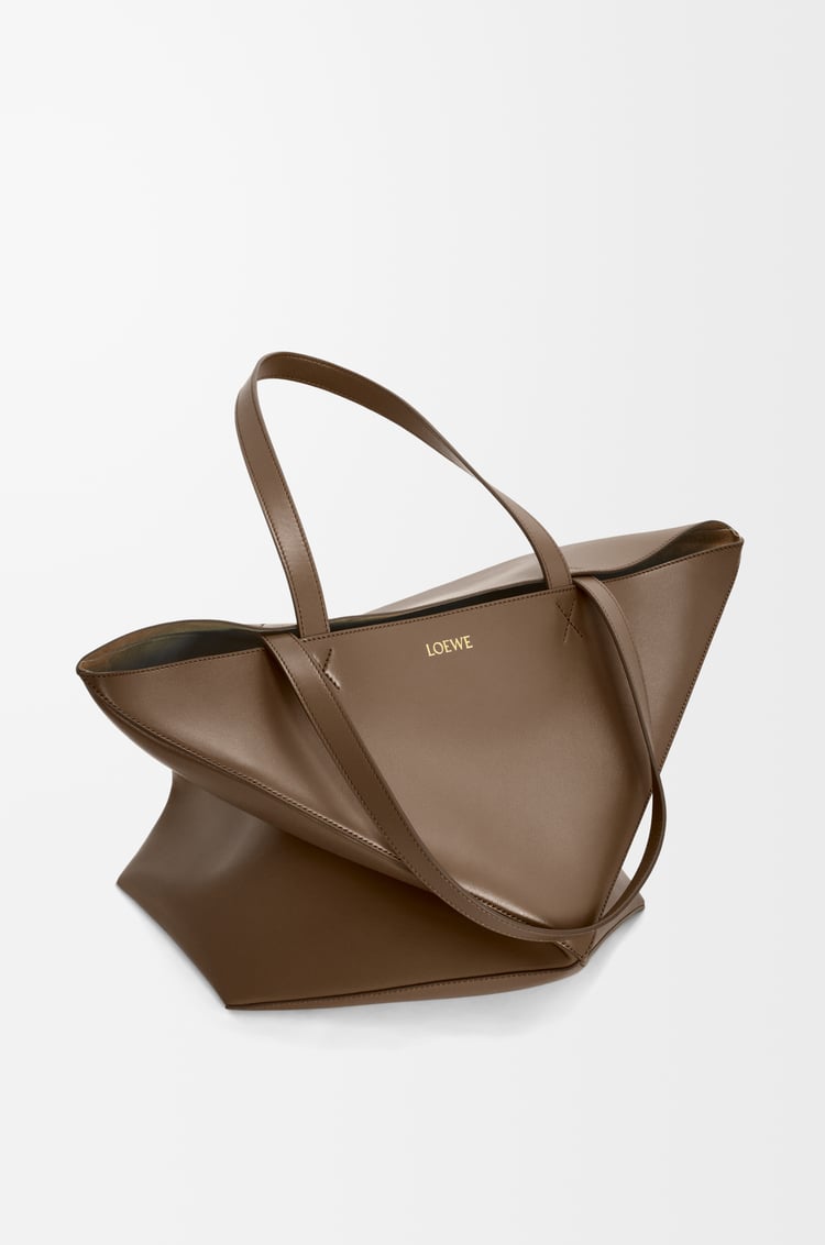 LOEWE XL Puzzle Fold tote in shiny calfskin Umber