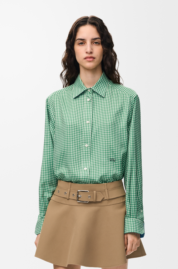LOEWE Camicia in seta Verde/Bianco