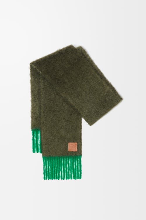 LOEWE Scarf in mohair and wool Khaki Green/Green
