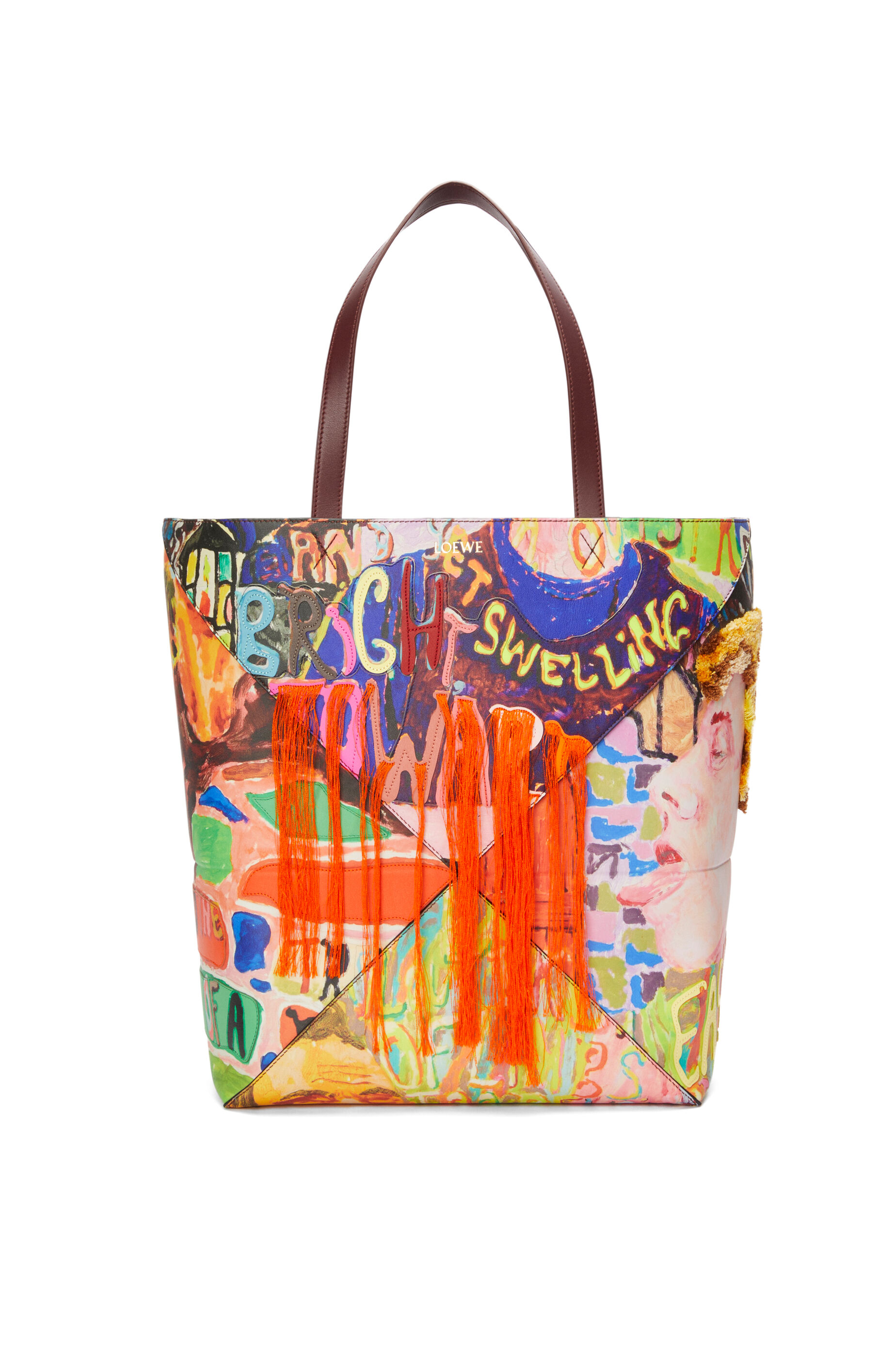 パズルフォルド トート XL（クラシックカーフ） ダークバーガンディ/マルチカラー - LOEWE