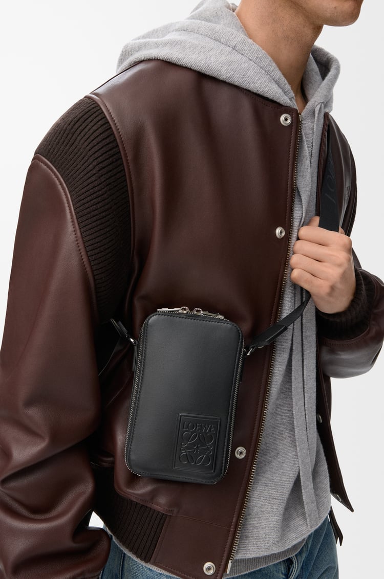 LOEWE Vertical crossbody pocket in satin calfskin Black