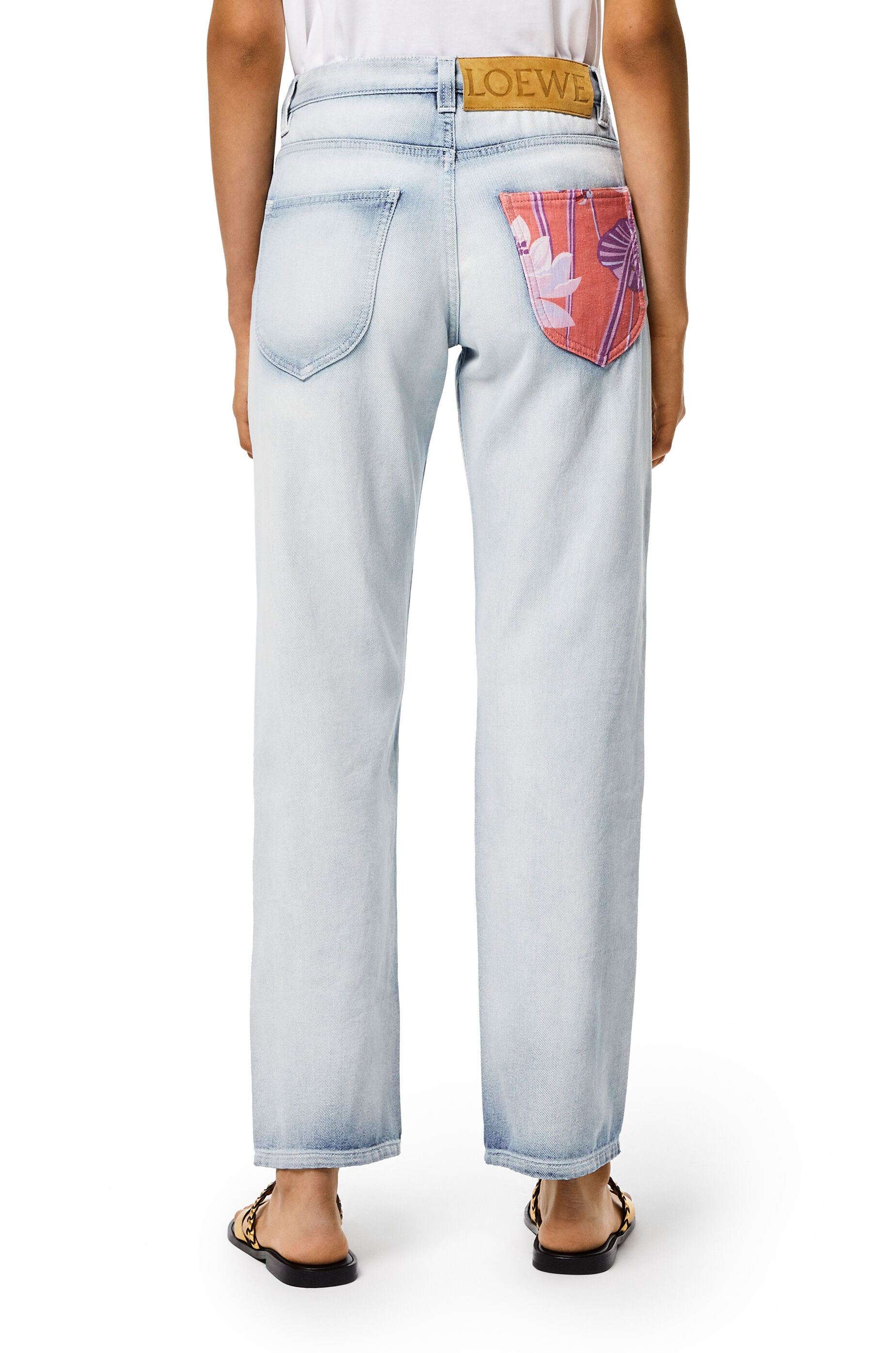 Patched jeans in cotton Light Blue/Multicolor LOEWE