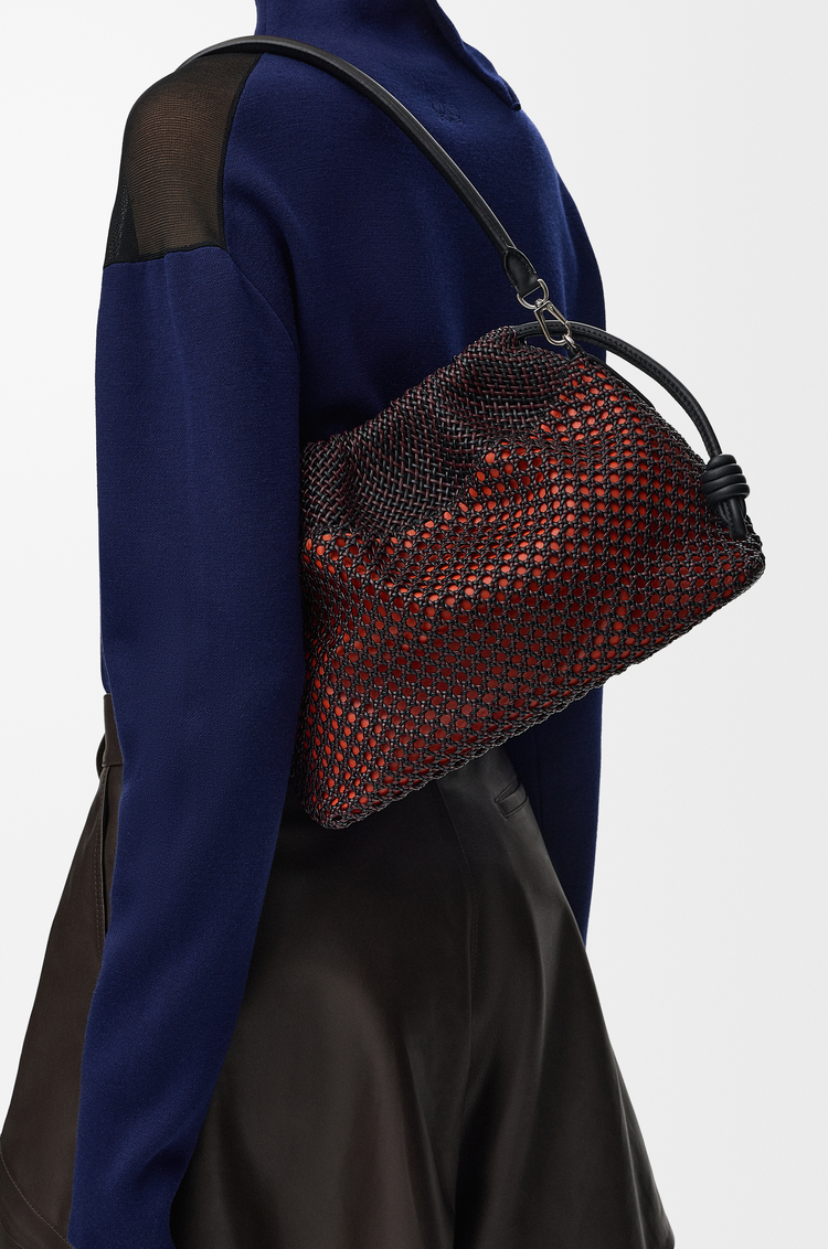 LOEWE フラメンコパース ミディアム（ウーブンナパラム） ブラック/バーガンディー