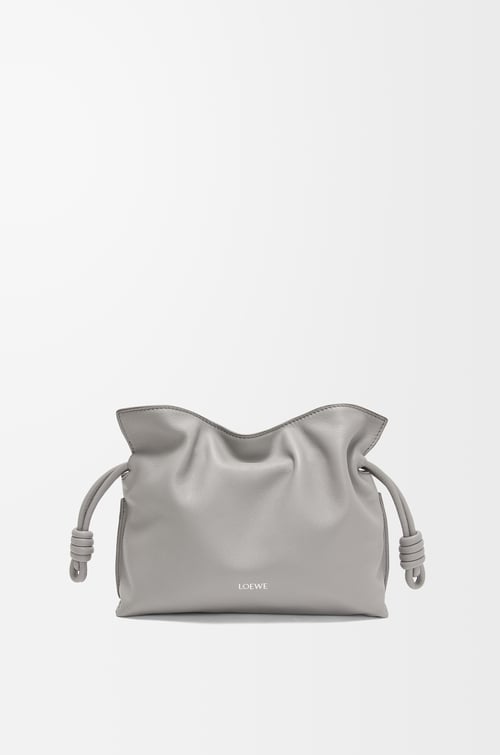 LOEWE Bolso Flamenco Clutch mini en piel napa de ternera Gris Perla