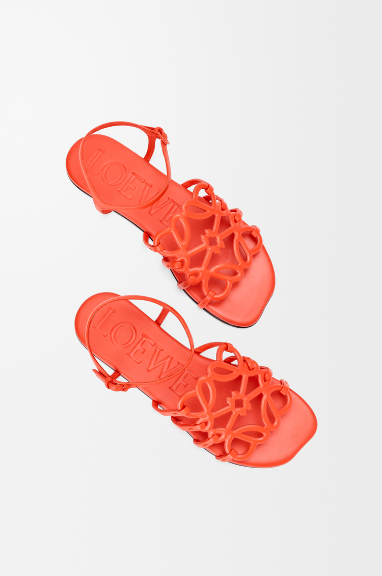 LOEWE Petal Anagram 小牛皮涼鞋 深藏紅花色