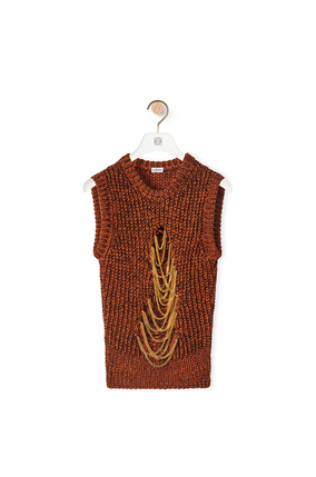 LOEWE Ripped chain vest in hemp and linen Brown