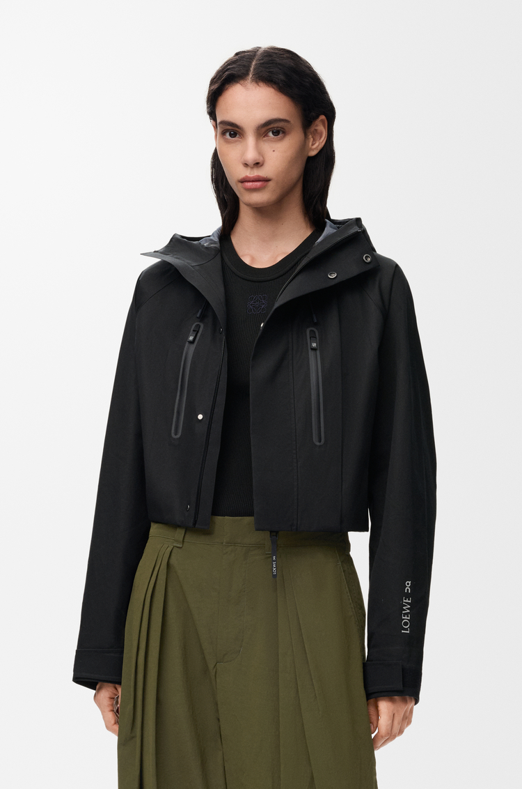 LOEWE Cropped parka in technical cotton shell Black