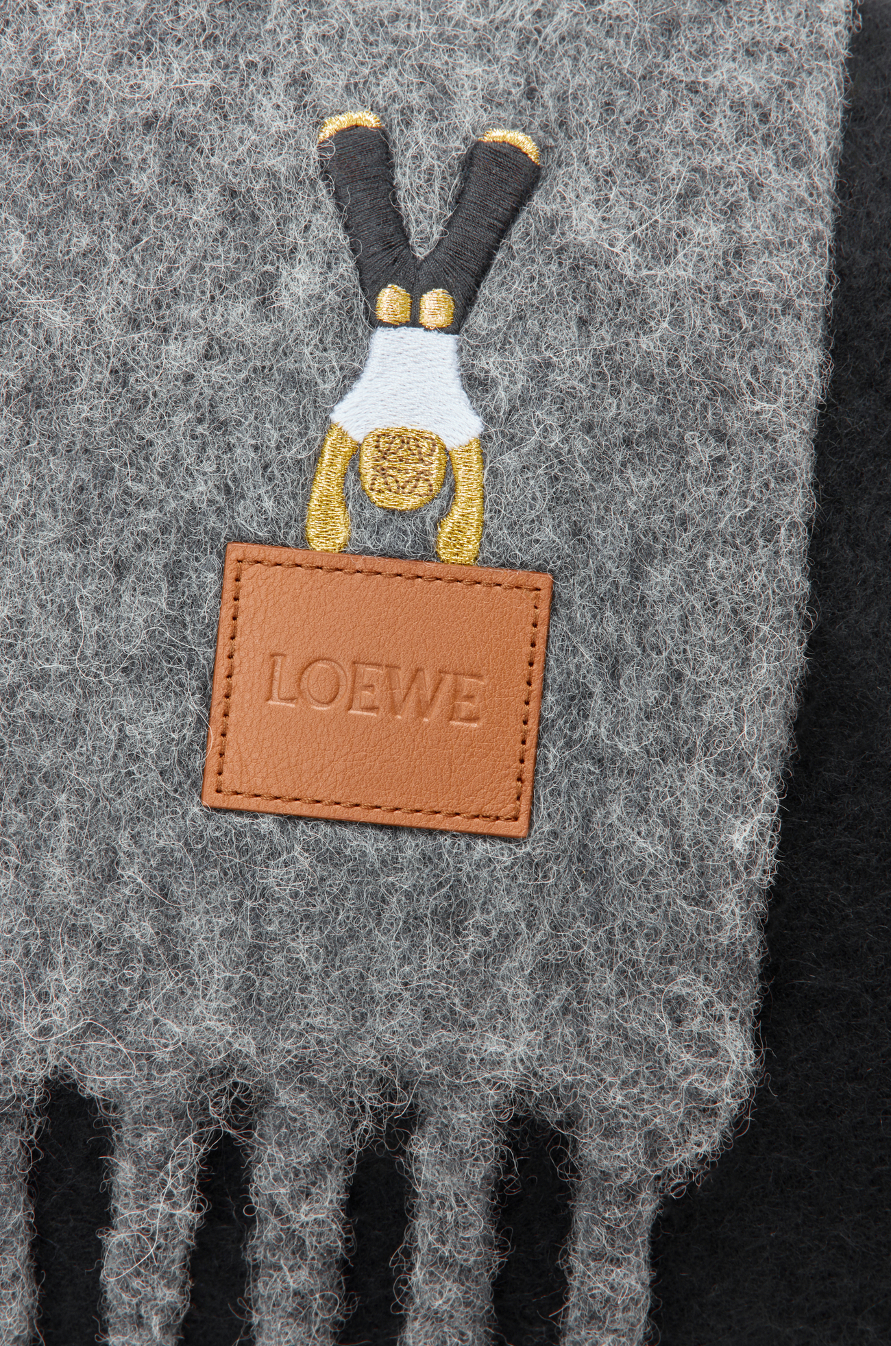 LOEWE Scarf in alpaca and wool blend Dark Grey/Black