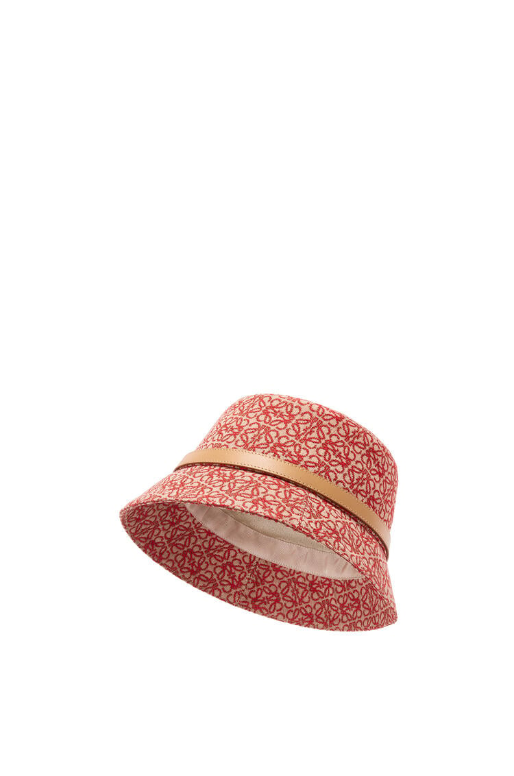 LOEWE Anagram bucket hat in jacquard and calfskin Red/Warm Desert pdp_rd