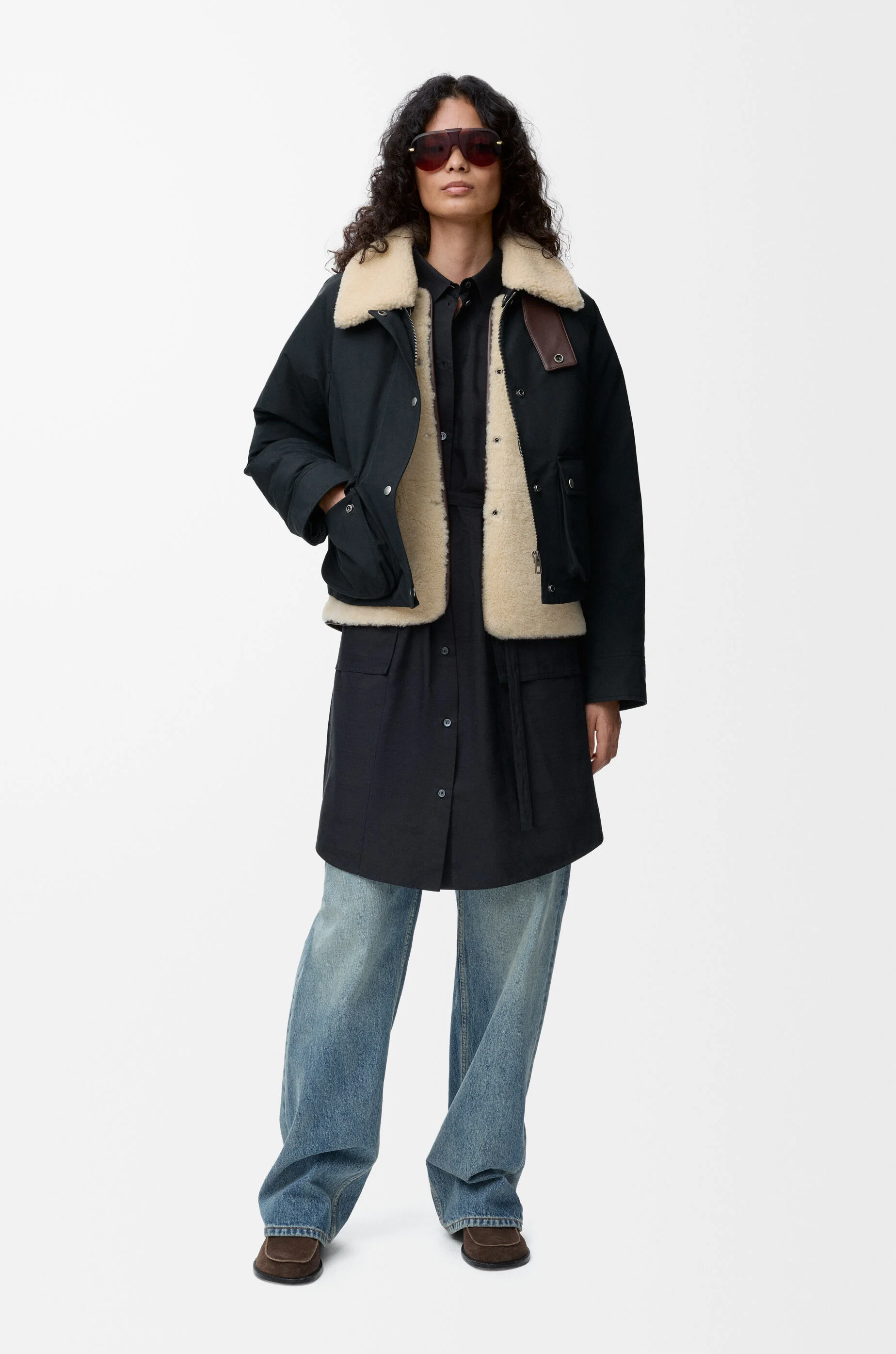 Puffer in shearling and cotton blend Black - LOEWE