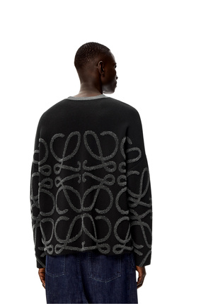 LOEWE Anagram jacquard sweater in cotton and linen Black/Anthracite plp_rd