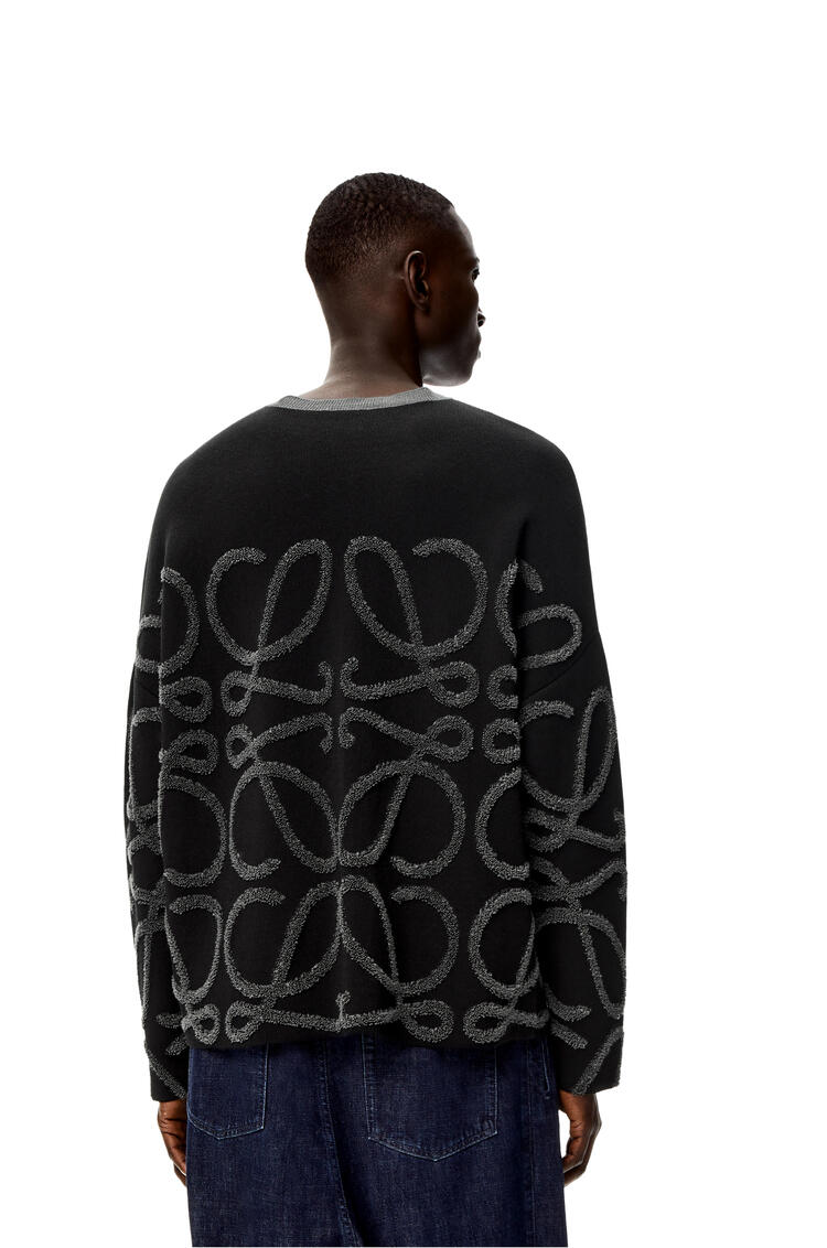 LOEWE Anagram jacquard sweater in cotton and linen Black/Anthracite