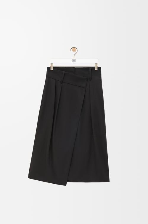 LOEWE Wrap skirt in cotton and silk Black