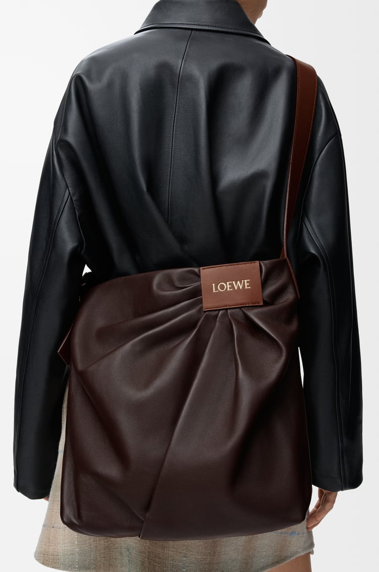 LOEWE Draped tote in mellow nappa lambskin Dark Chestnut