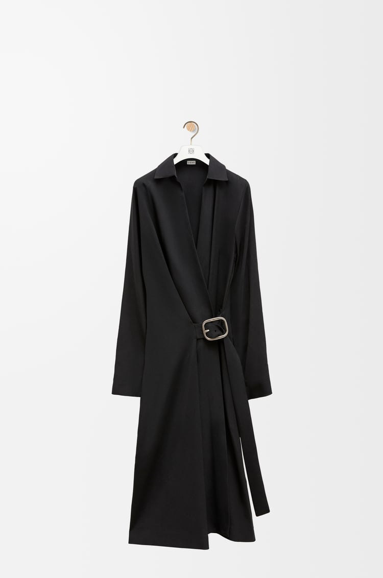 LOEWE Belted dress in stretch viscose Black
