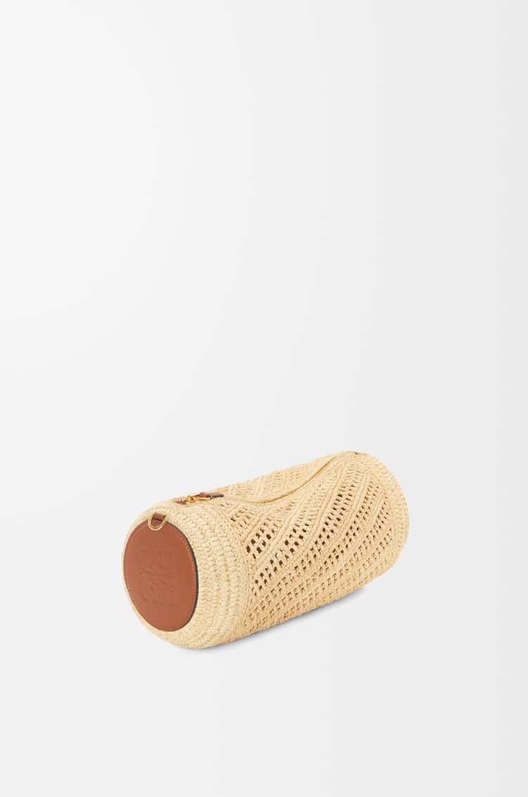 LOEWE Bracelet Pouch en rafia y piel de ternera Natural/Bronceado