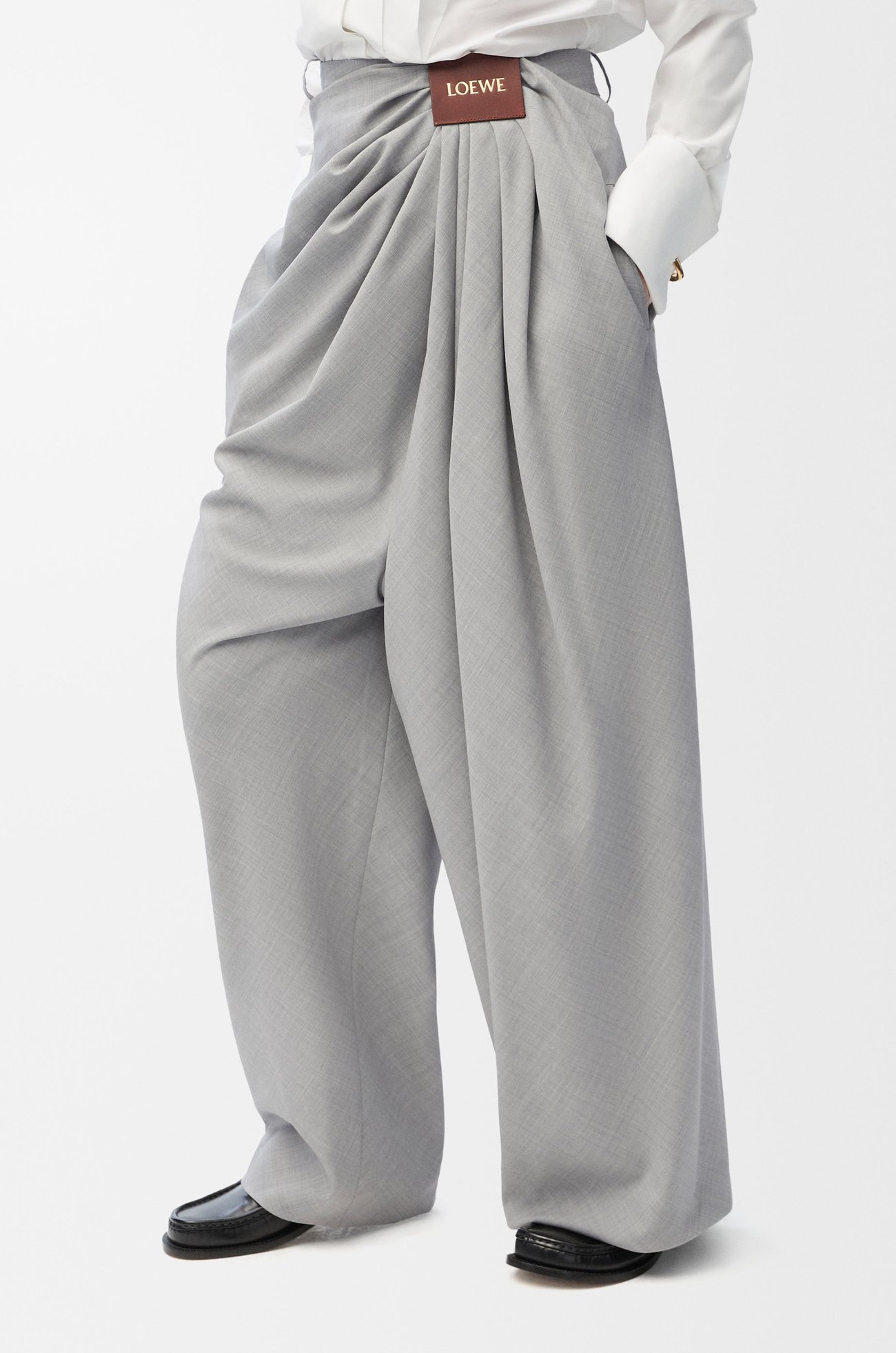 LOEWE Draped trousers in wool Light Grey plp_rd