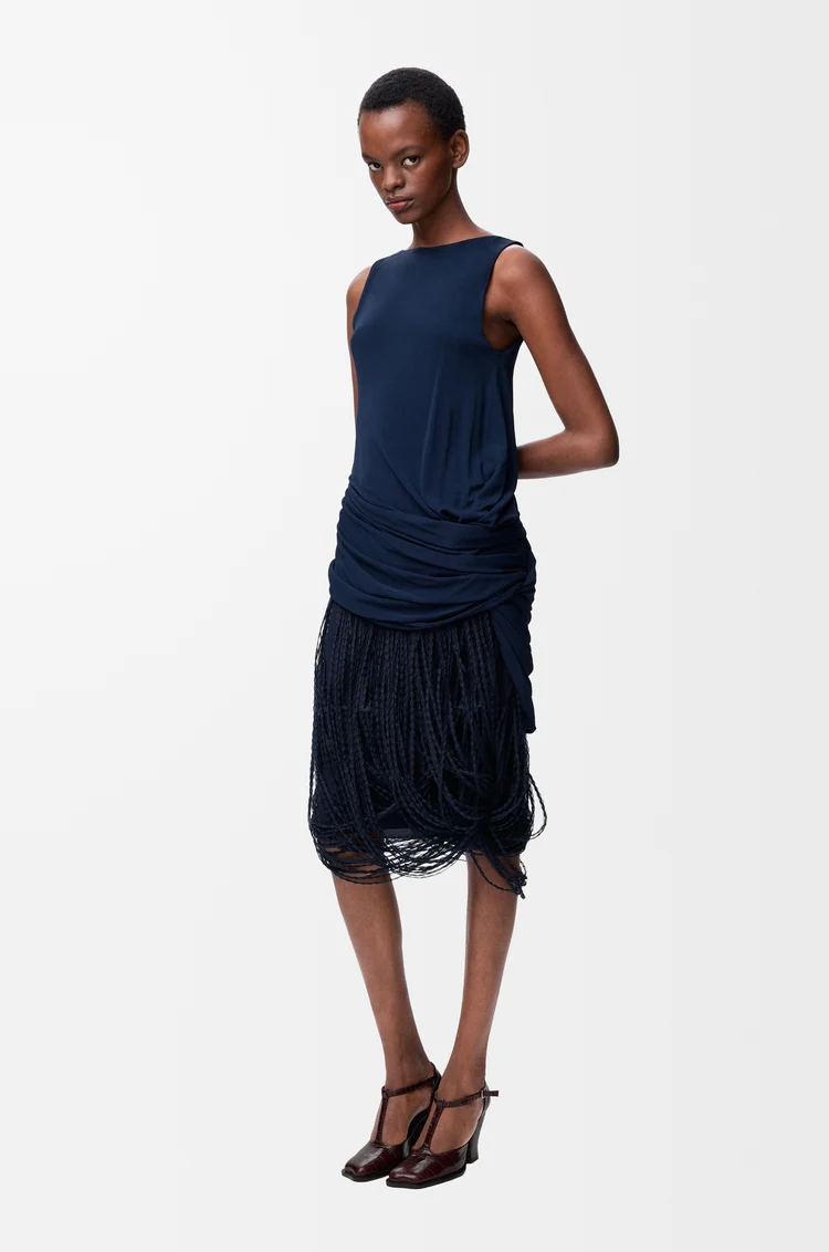 LOEWE Embellished dress in viscose Navy Blue