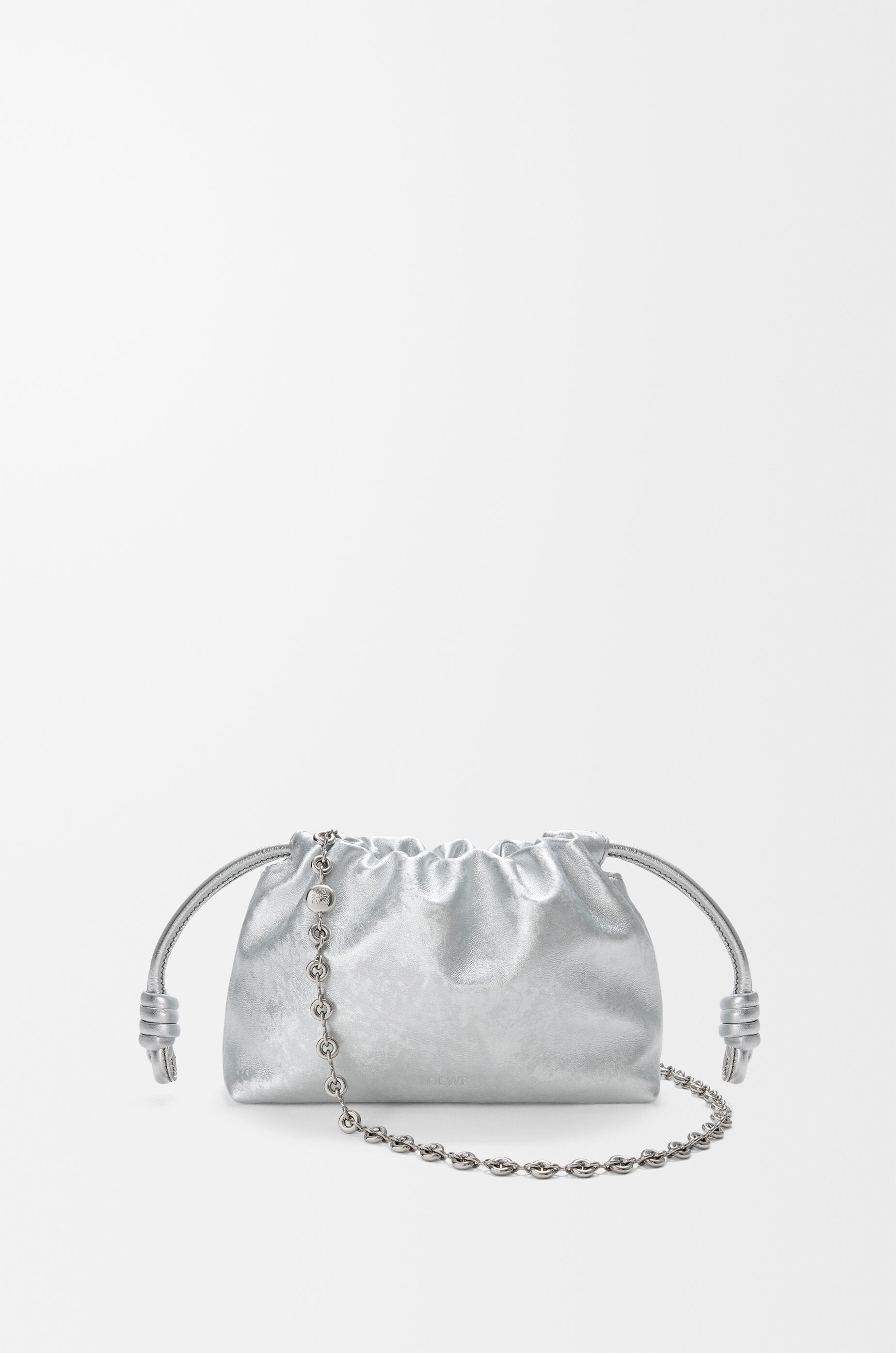 フラメンコパース ミニ（モアレプリントカーフ） シルバー - LOEWE