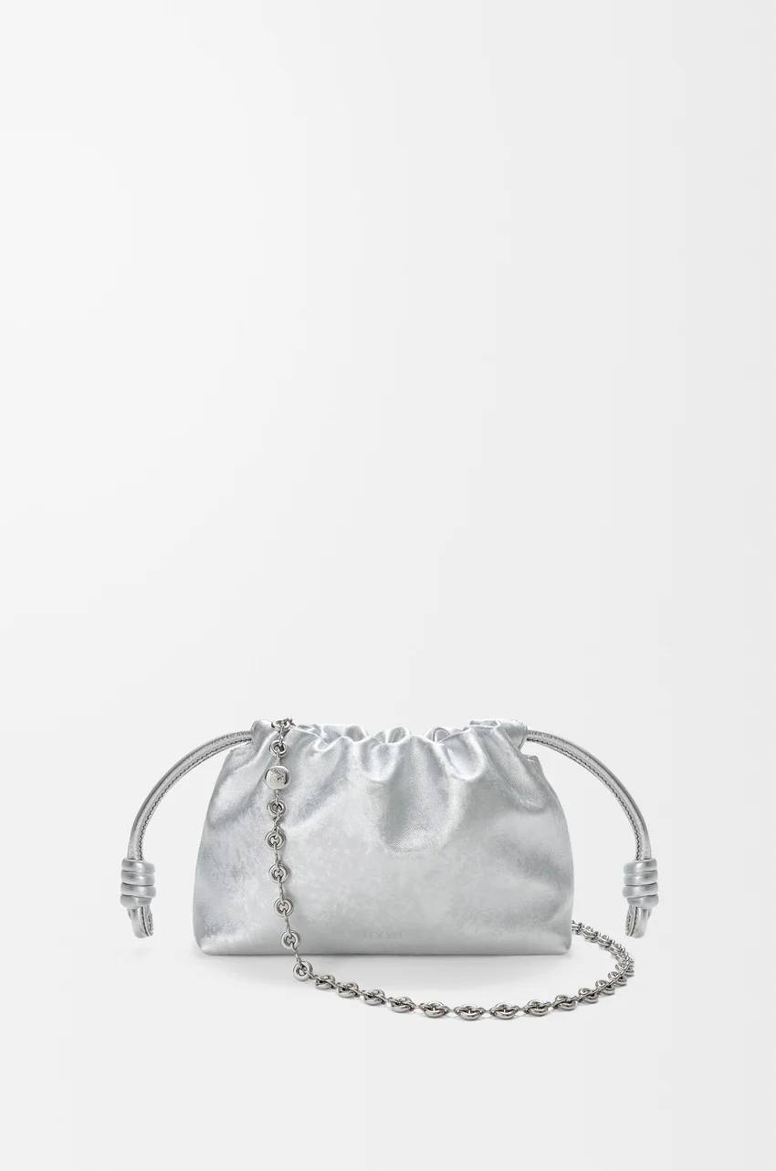 Mini Flamenco purse in moiré printed calfskin