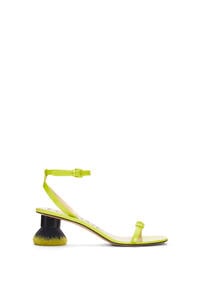 LOEWE Petal brush heel sandal in patent lambskin Lime