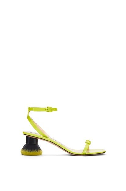 LOEWE Petal brush heel sandal in patent lambskin 萊姆色 plp_rd