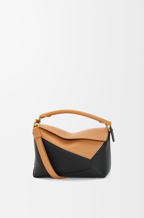 LOEWE Small Puzzle bag in classic calfskin Warm Desert/Black