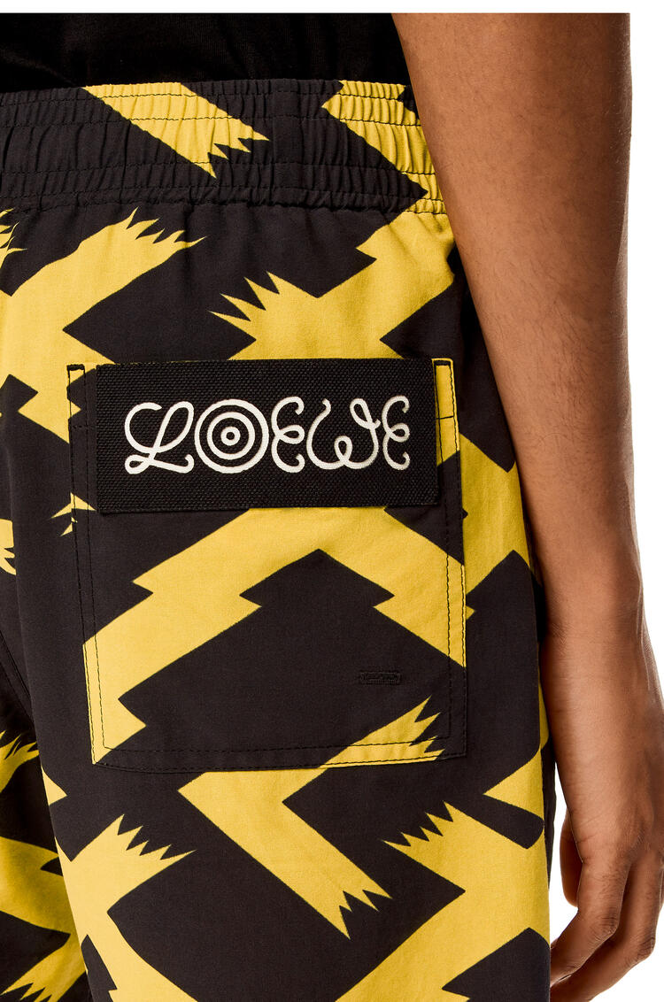 LOEWE Allover print shorts in cotton Black/Yellow pdp_rd